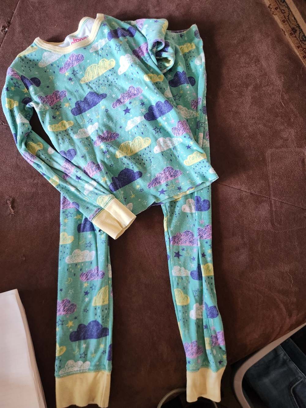 Circo Kids Cloud Pajama Set - Teal with Purple, Yellow & White Clouds